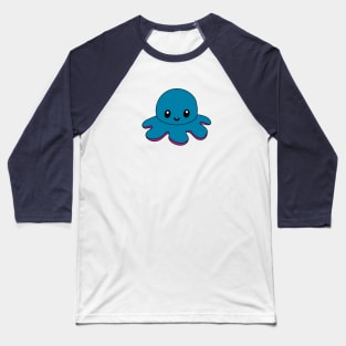 Dark Blue Happy Octopus Baseball T-Shirt